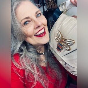 SHARIF Pearl Leather Jeweled Bee Crossbody Bag